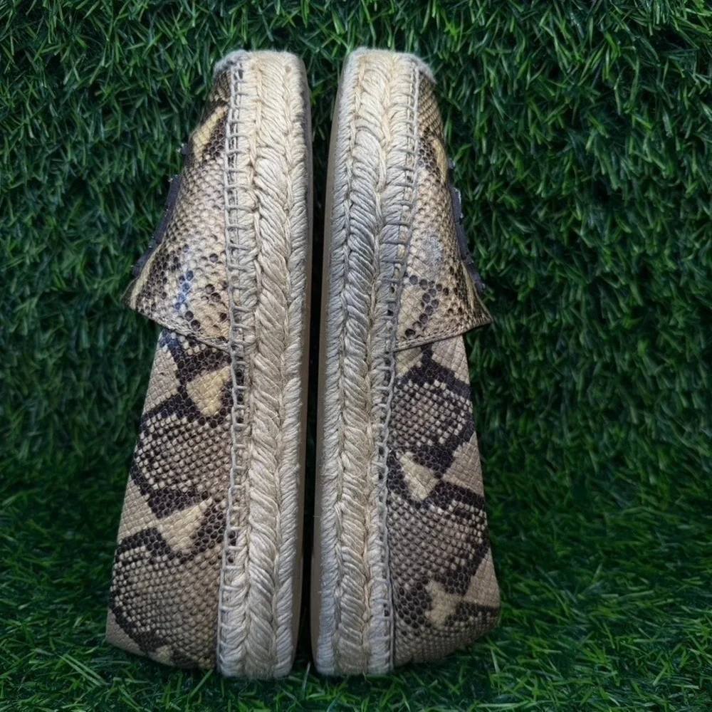 Tory Burch Slip On Women 7M Ines‎ Espadrille Tan Snakeskin Leather Platform